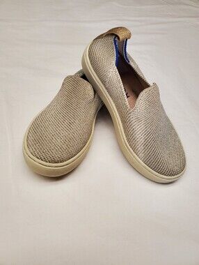Rothy's The Kids Slip-On Sneaker Gold Shimmer Metallic Knit Toddler Size 12